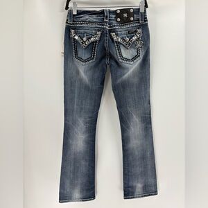 Miss me buckle blue beaded embroidered vintage 90s 2000s Y2K bootcut jeans 28x33